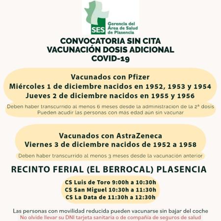 Imagen 1, 2 y 3 de Diciembre - Convocatoria sin cita vacunación COVID-19