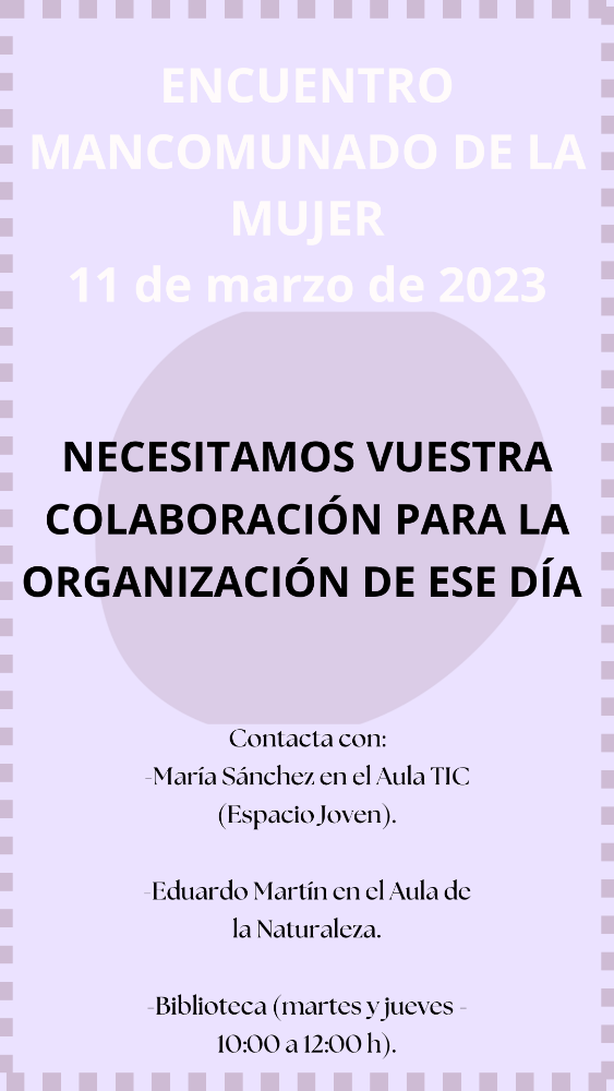 Imagen COLABORACIÓN ENCUENTRO MANCOMUNADO DE LA MUJER